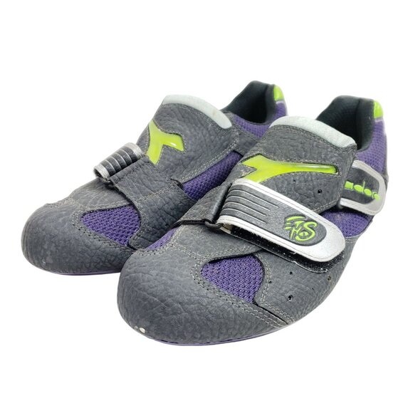 Diadora Cyclist Shoes Men's Size 6.5 Black Purple Mesh with Cleats - Picture 3 of 10